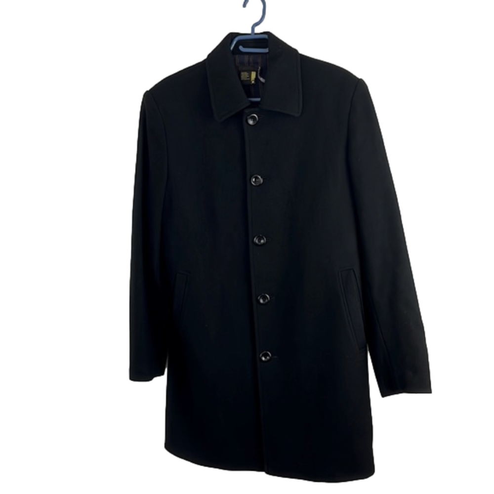 Dekker Wool-Blend Military-Style Black Coat